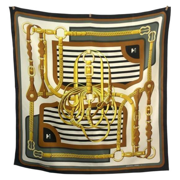 HERMES Black Silk Scarf - Picture 1 of 8